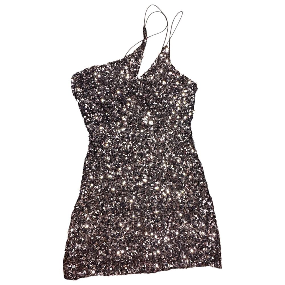 Astr Glittering Mini Dress in Silver